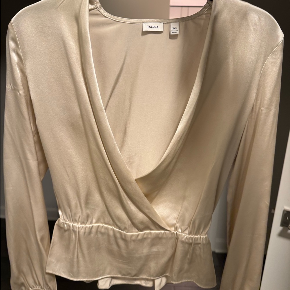 Talula Silk Long Sleeve Top, TTS Cream XXS